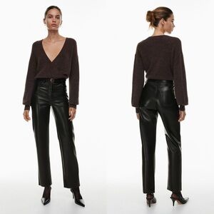 NEW Aritzia Wilfred The Melina High-waisted Vegan Leather Pants Black